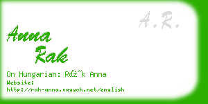 anna rak business card